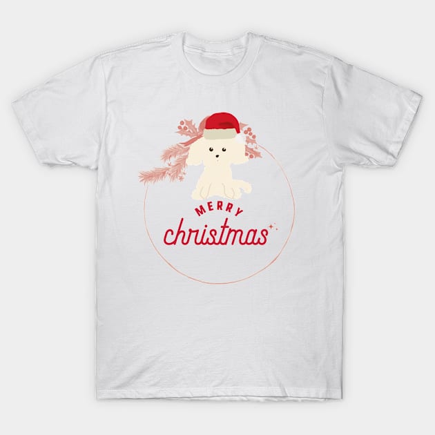 Merry Christmas Puppy T-Shirt by PatternbyNOK